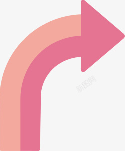 透明彩色长条粉红色双色弯箭头创意箭头素矢量图高清图片