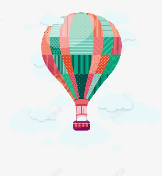 氢气球png免抠素材_新图网 https://ixintu.com 卡通 热气球 白云 节日元素