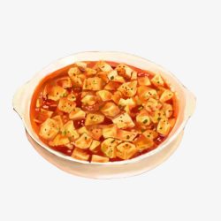 辣味菜品麻婆豆腐手绘画片高清图片