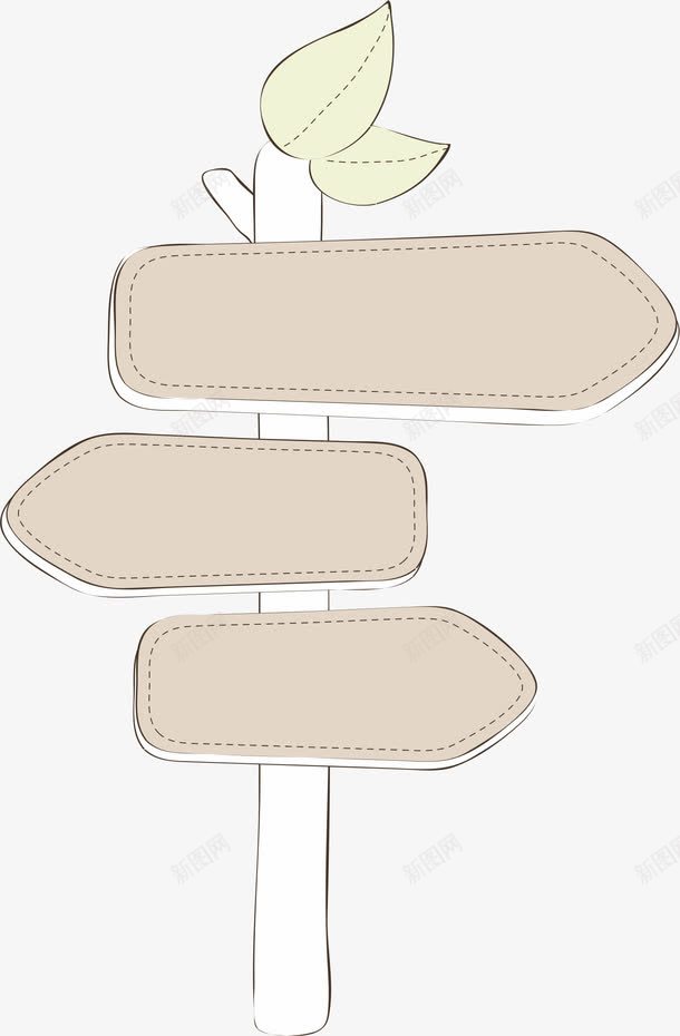 木纹指示牌png免抠素材_新图网 https://ixintu.com AI 卡通 叶子 叶片 手绘 指示牌 方向 木纹 箭头 线条 绿叶