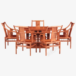 实物红木家具餐桌餐椅素材