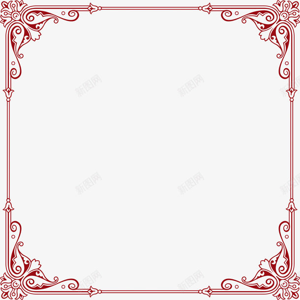红色边框png免抠素材_新图网 https://ixintu.com 中式花框 复古花框 婚礼花框 红色 结婚花框 花框 边框