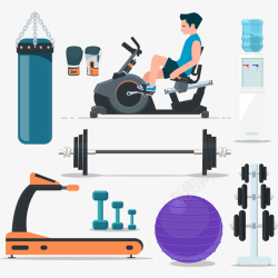 运动仪器手绘卡通健身房健身高清图片