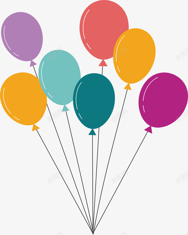 气球矢量图ai免抠素材_新图网 https://ixintu.com 手绘卡通 气球 气球墙 生日卡片 矢量图 装饰