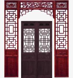 红木窗户古典木门高清图片