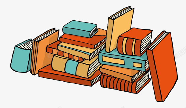 堆积的书png免抠素材_新图网 https://ixintu.com 丰富知识 书 书模 卡通手绘 学习 学生上课 掌握 看书 知识 课本