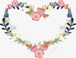 粉色花朵爱心边框素材