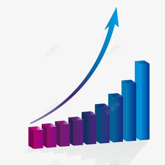蓝色箭头立体统计图表矢量图eps免抠素材_新图网 https://ixintu.com 上升 图表 彩色 渐变 矢量图