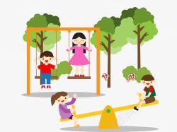 幼儿园跷跷板儿童乐园海报矢量图高清图片