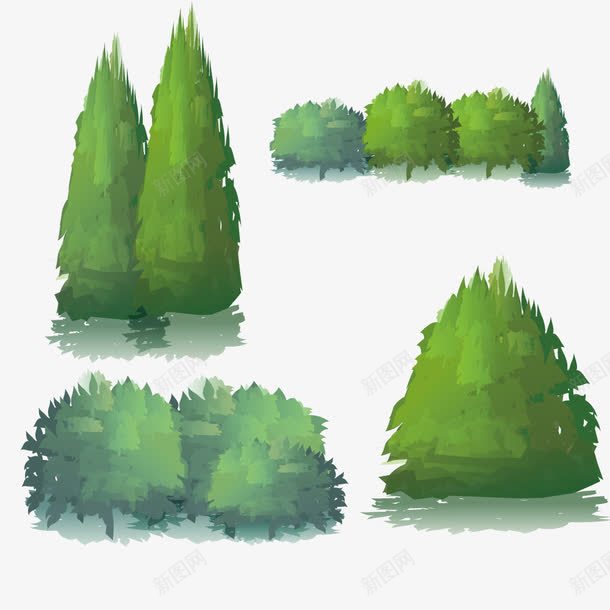 手绘草从树丛png免抠素材_新图网 https://ixintu.com 树丛 植物 绿色 草丛
