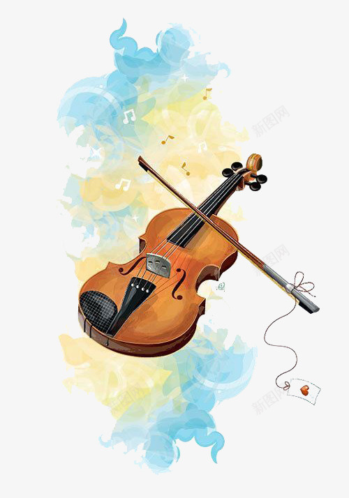 水彩小提琴png免抠素材_新图网 https://ixintu.com 乐器 卡通 小提琴 小提琴图 彩色 手绘 水彩 装饰 音乐