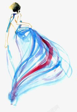 抽象女生水彩涂鸦裙子高清图片