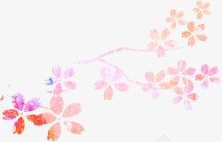 粉色简约桃花水彩手绘树枝素材