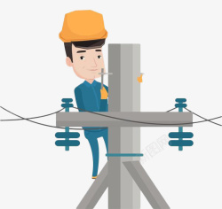 供电设施手绘扁平化电工电线杆高清图片
