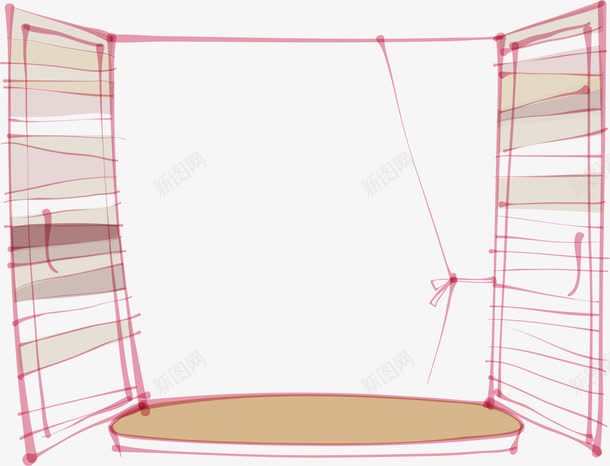 门窗边框png免抠素材_新图网 https://ixintu.com AI 卡通 手绘 木板 窗户 粉色 线条 边框