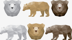 几何拼凑熊矢量图素材