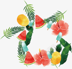 水彩西瓜背景水彩夏日植物花卉水果冷饮矢量图高清图片