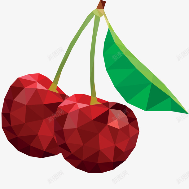 卡通几何形水果标签png免抠素材_新图网 https://ixintu.com 几何形 卡通 标签设计 植物 樱桃 水果