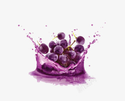 葡萄汁素材创意水花中的葡萄高清图片