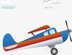 降落的飞机手绘老式飞机图案矢量图高清图片