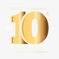 10周年字体金色十周年庆典字体高清图片