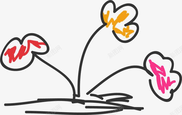 彩色手绘线条花朵png免抠素材_新图网 https://ixintu.com 6月1号 儿童节 六一节 彩色花枝 涂鸦鲜花 玩耍 童趣 线条花朵