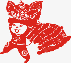 红色的老虎中国传统剪纸高清图片