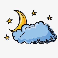 天气预报图案好天气夜晚星星月亮多云天气高清图片