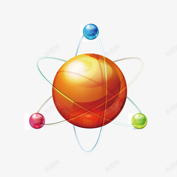 成三角位置的立体四色球png免抠素材_新图网 https://ixintu.com 彩色立体球 物理 物理元素 球体 球体运转 立体球 行星