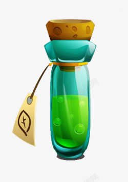 扁平瓶子素材绿色药瓶图标高清图片