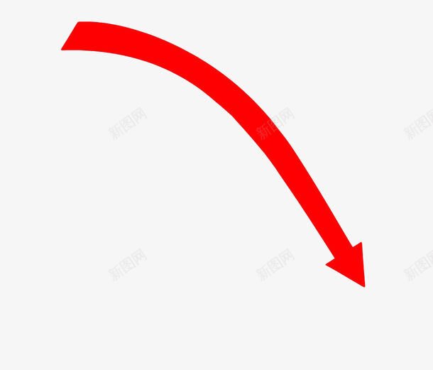 红色向下滑箭头png免抠素材_新图网 https://ixintu.com 下滑 业绩 向下 手绘 箭头 红色