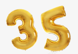 喜气洋洋数字35热烈氛围金气球高清图片