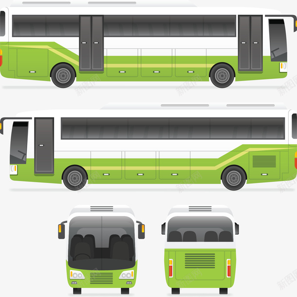 绿色城市旅游巴士矢量图ai免抠素材_新图网 https://ixintu.com 公交车 单层巴士 城市公交 巴士 旅游巴士 矢量png 矢量图 绿色巴士