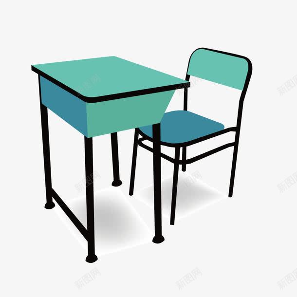 课桌桌椅png免抠素材_新图网 https://ixintu.com 学生课桌 椅子 蓝色 课桌卡通