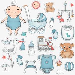 衣服标签设计卡通婴儿元素标签矢量图高清图片