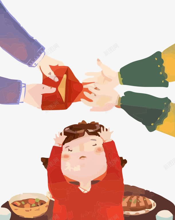 过新年渴望拿红包的小朋友png免抠素材_新图网 https://ixintu.com 免抠新年素材 小朋友 手绘 红包