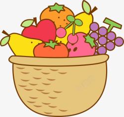 葡萄水彩水果篮高清图片