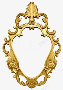 欧式金色雕花化妆镜框素材