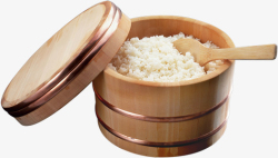 木盒装大米实物一木桶米饭高清图片