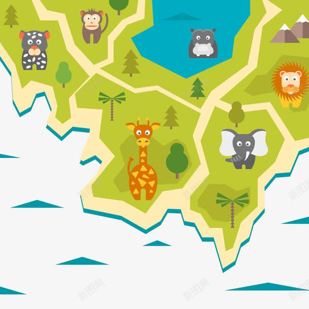 创意动物园地图png免抠素材_新图网 https://ixintu.com 中国动物园 卡通动物 大象 手绘动物园地图 狮子 绿色 长颈鹿
