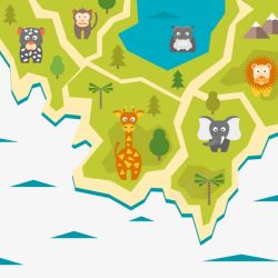 绿色大象创意动物园地图高清图片