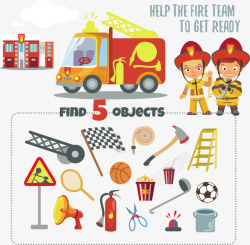 消防员和消防工具素材