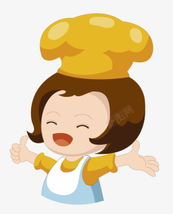 戴黄色厨师帽的烘焙师女孩矢量图素材
