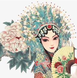 印痕造型的艺术卡通版京剧人物高清图片