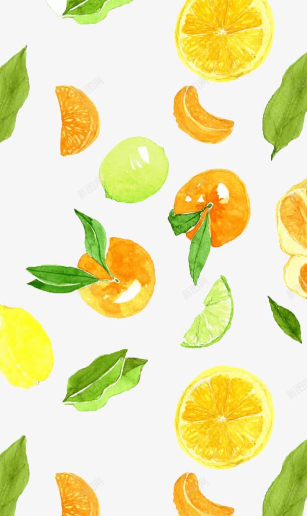 多种水果png免抠素材_新图网 https://ixintu.com 柠檬 橙子 水彩 绿色 黄色
