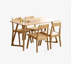 日式桌子原木浅色餐桌椅高清图片