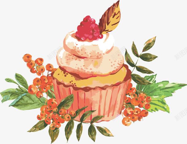 手绘蛋糕png免抠素材_新图网 https://ixintu.com 叶子 手绘图案 甜品 甜食