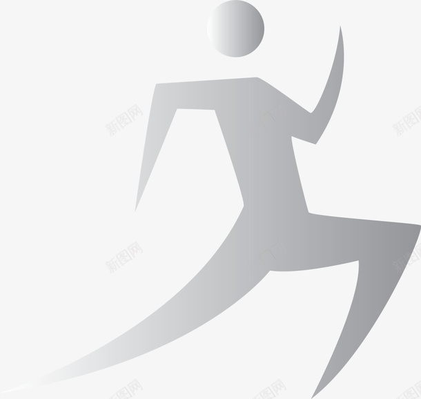 银色渐变跑步小人图标png_新图网 https://ixintu.com 健康 强身健体 跑步小人 运动健身 银色小人 锻炼 马拉松