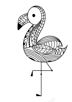 几何鸟手绘几何线条火烈鸟元素高清图片