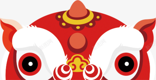 红色中国风狮子头png免抠素材_新图网 https://ixintu.com 中国风舞狮 新年 新春 春节 狮子头 过年